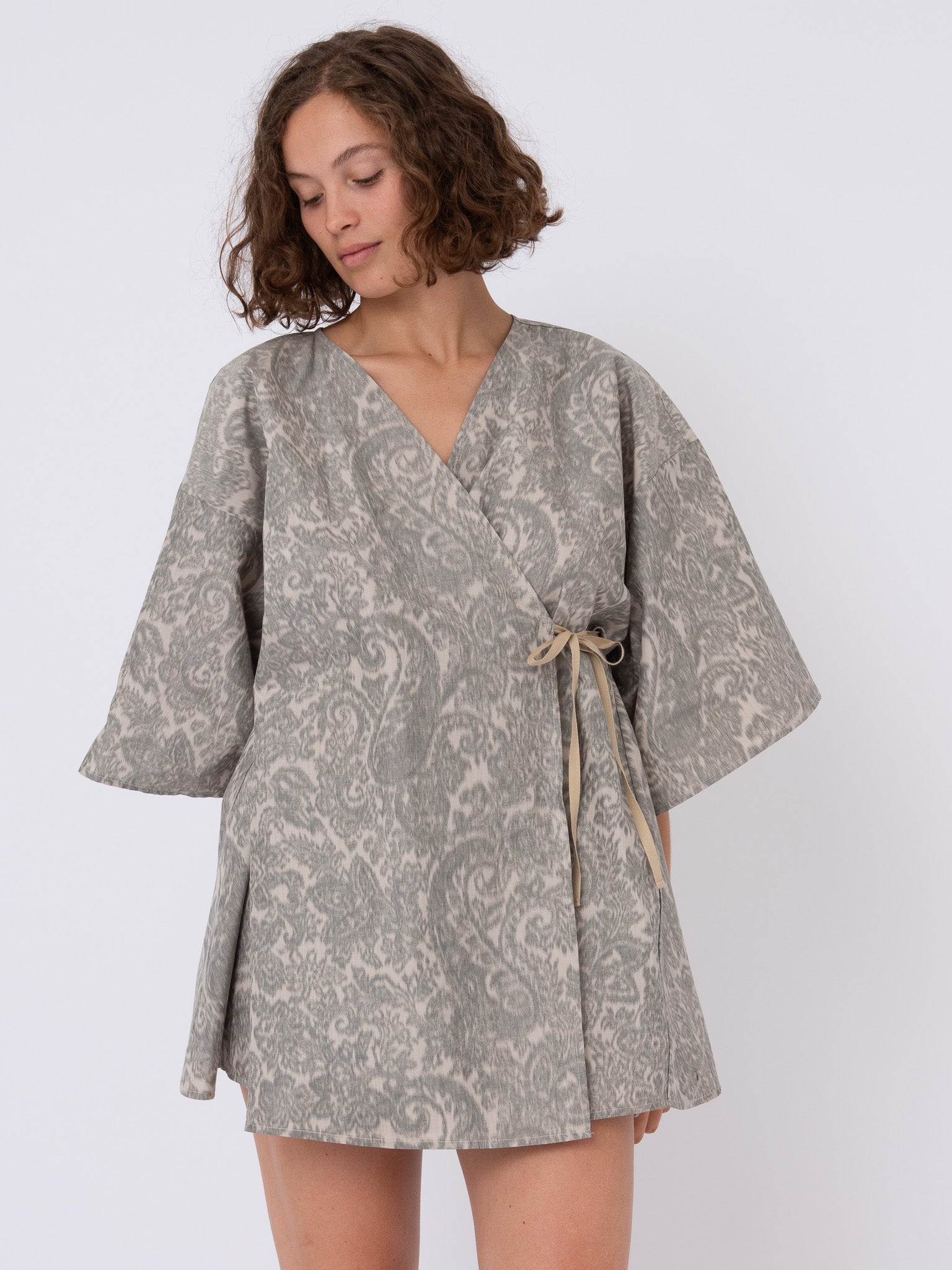 Fujiko Dress, front view, kimono, unique, luxury textiles