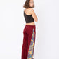 Azalea Red Suede Pants with Brocade Inserts