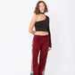 Azalea Red Suede Pants with Brocade Inserts