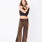 Azalea Light Brown Suede Pants with Tiger Velvet Inserts