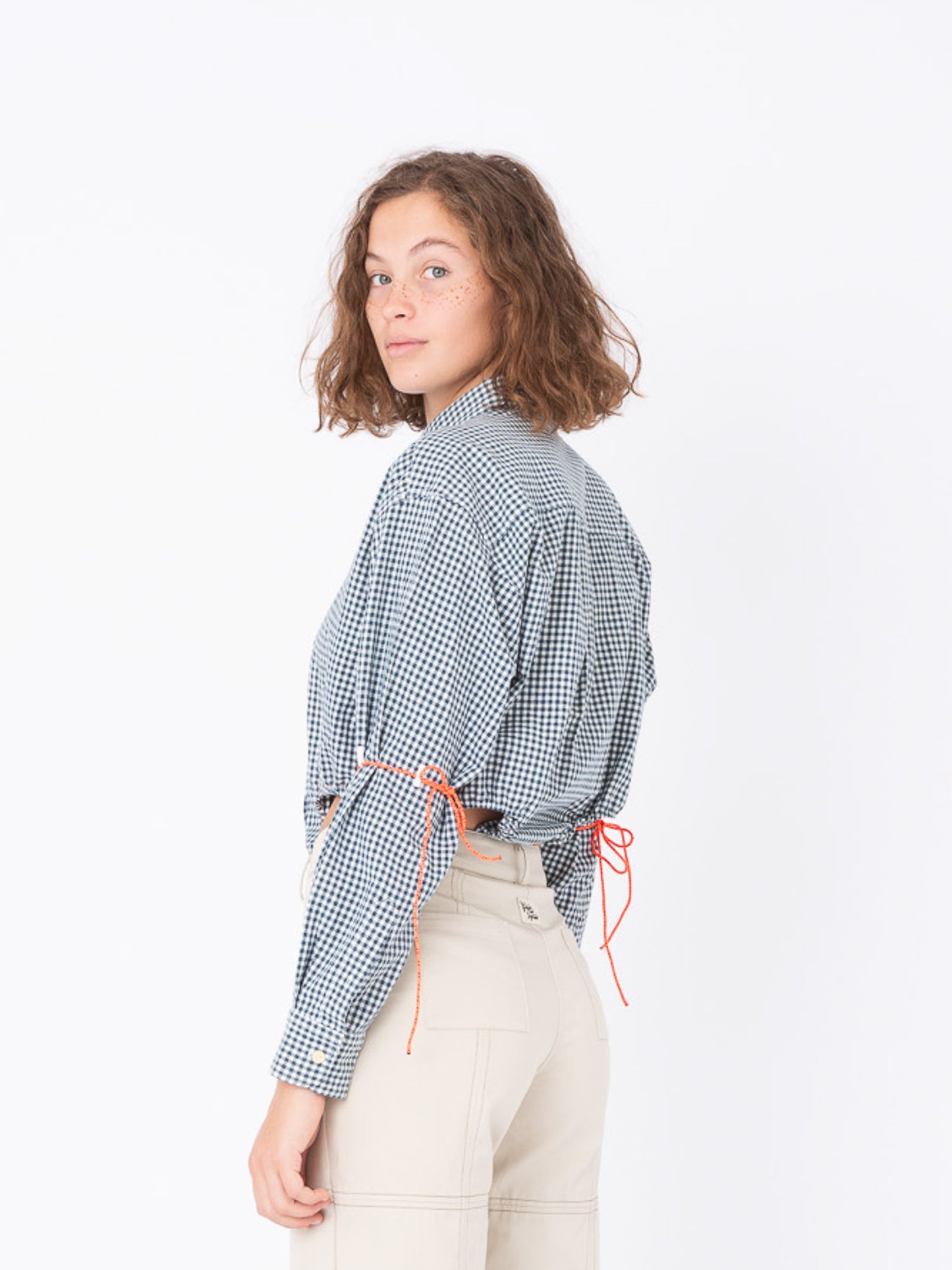 Body Shirt in Green Checked Cotton