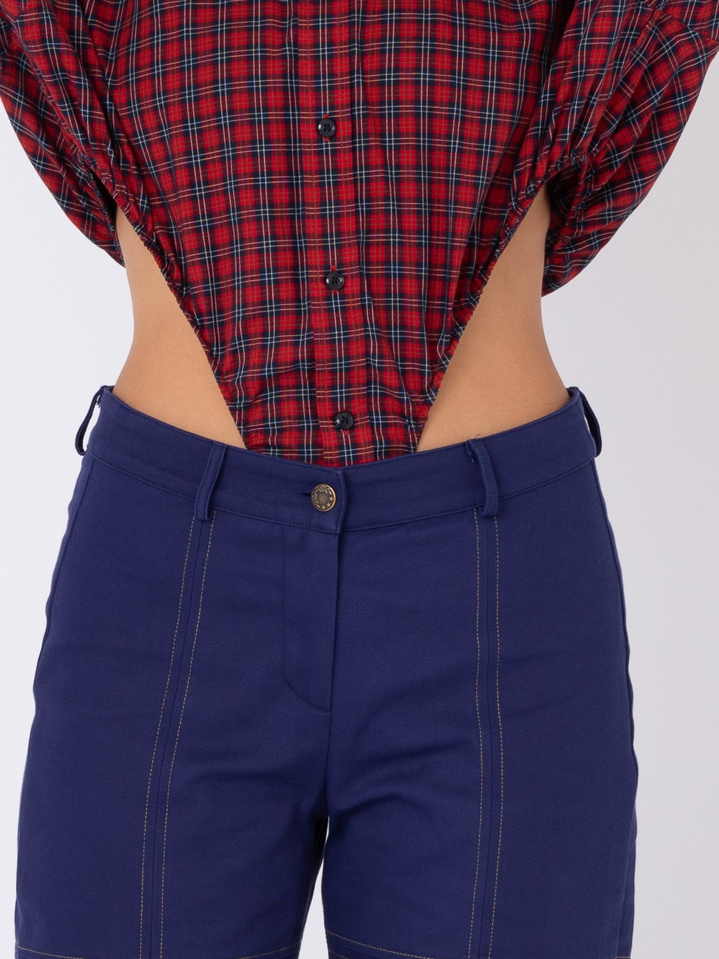 Body Shirt in Red&Blue Checked Cotton