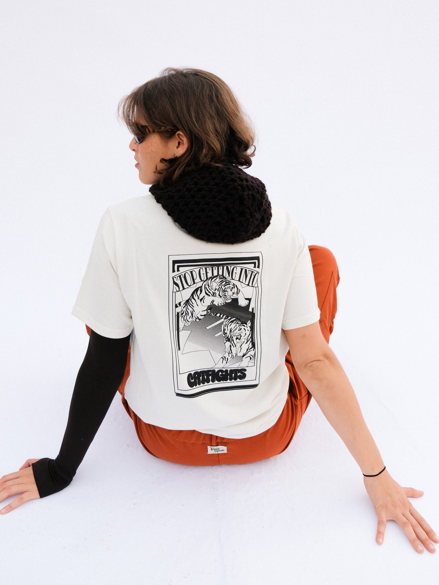 T-shirt, back view, unisex, tiger print