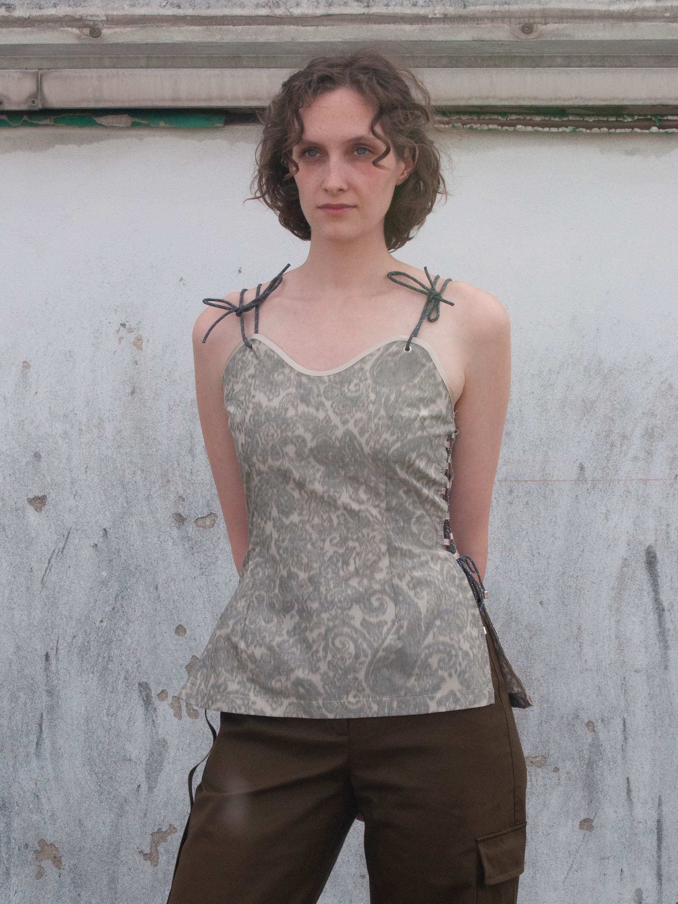 Corset, front view, Rock climbing strings, upcycled