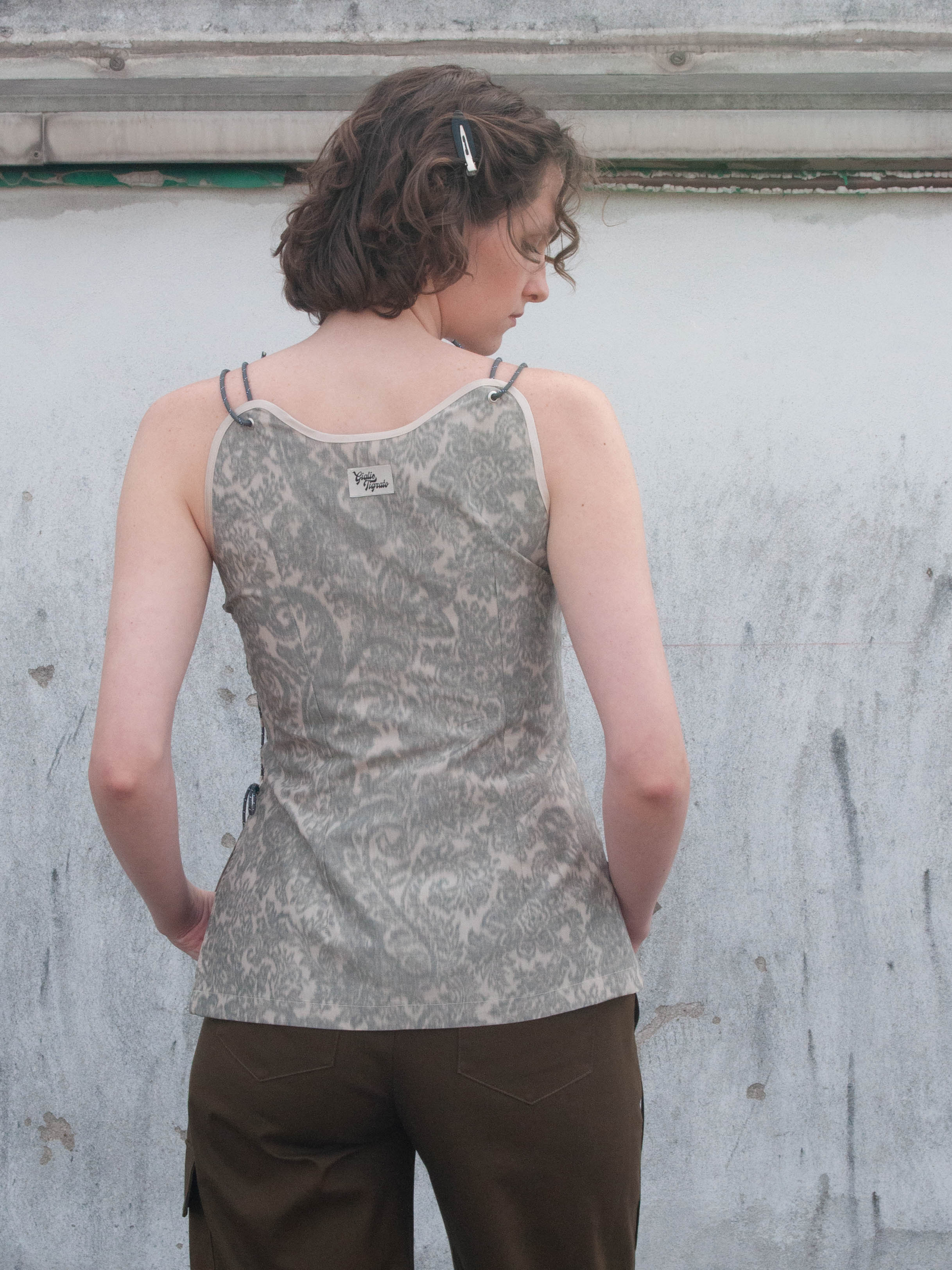 Corset, back view, Rock climbing strings, upcycled