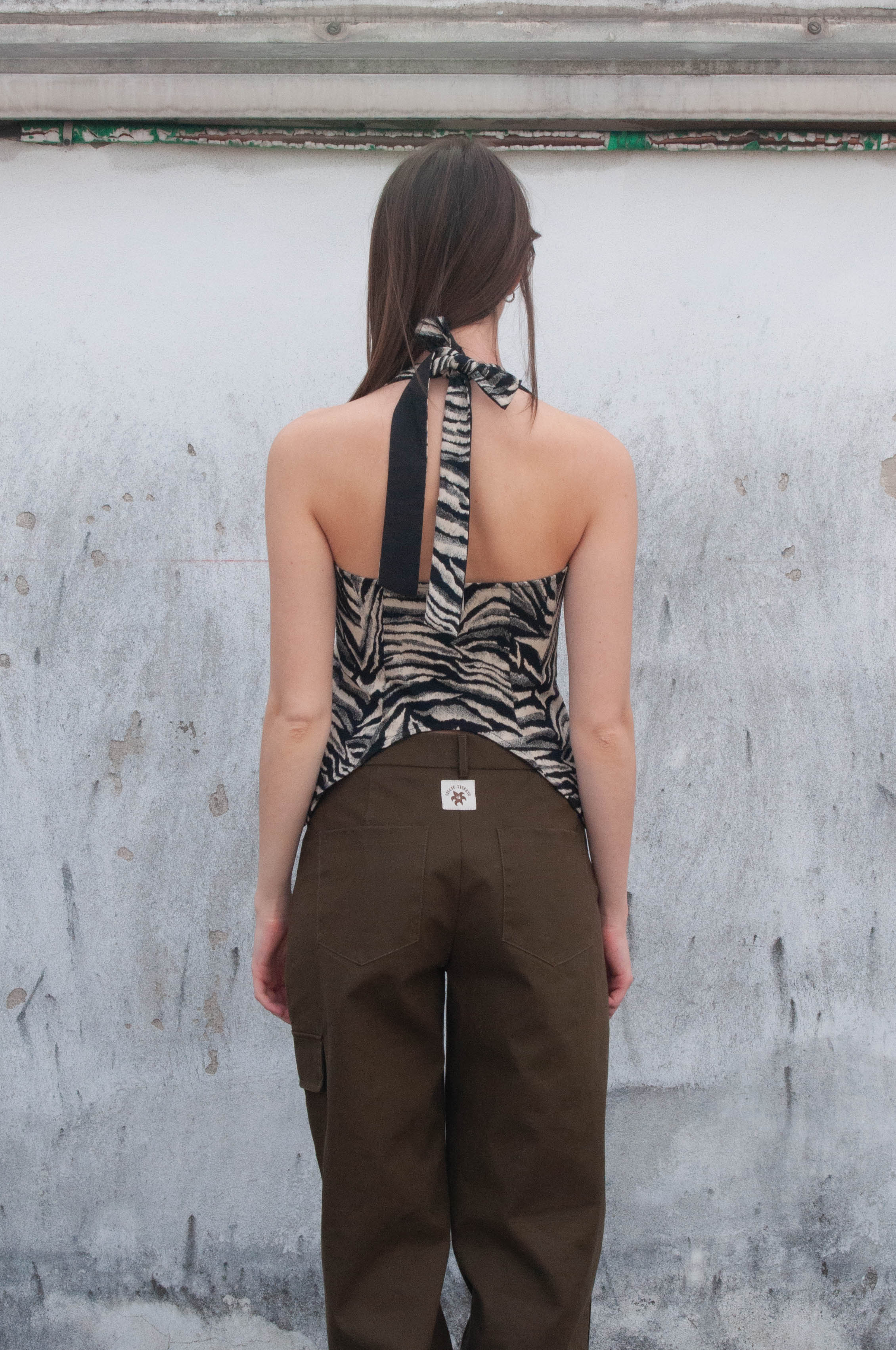 Top, back view, Fitted top, versatile, animalier, upcycled