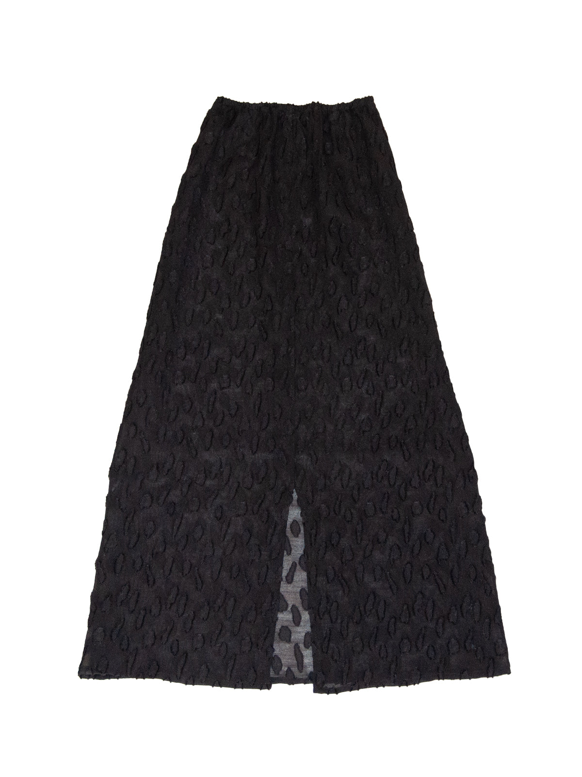 EIVISSA SKIRT IN TRANSPARENT BLACK SPOTTED SILK