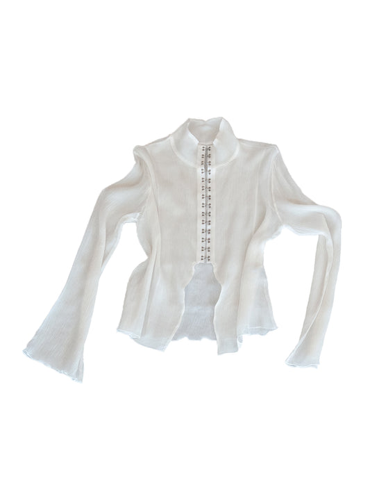 FAROE TOP IN WHITE CRINKLE CHIFFON