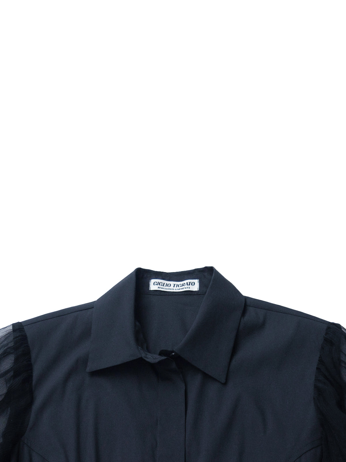 CHANTILLY SHIRT IN BLACK COTTON AND CHIFFON