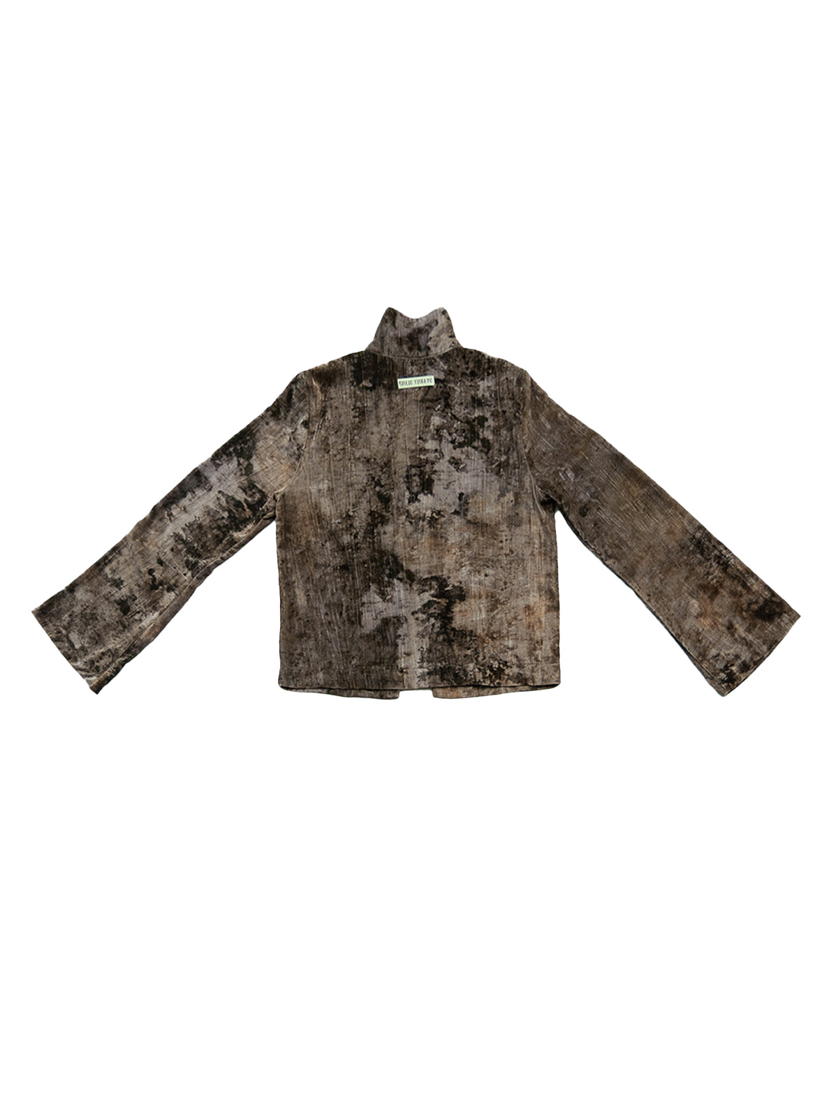 FAROE TOP IN MELANGE VELVET BLACK CLOSE-UP