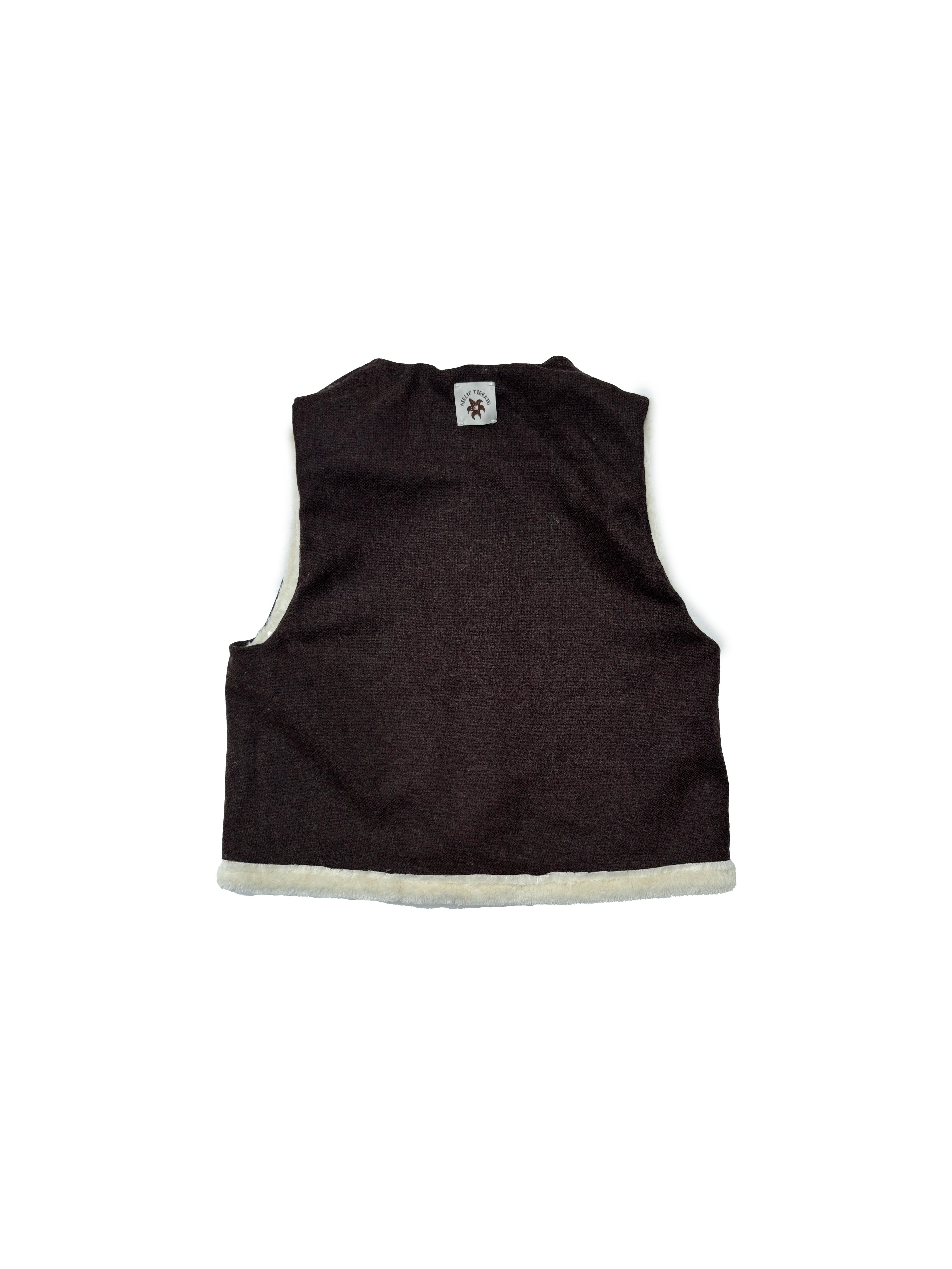 Fuffy Double-face Vest in Brown Wool and Shearling