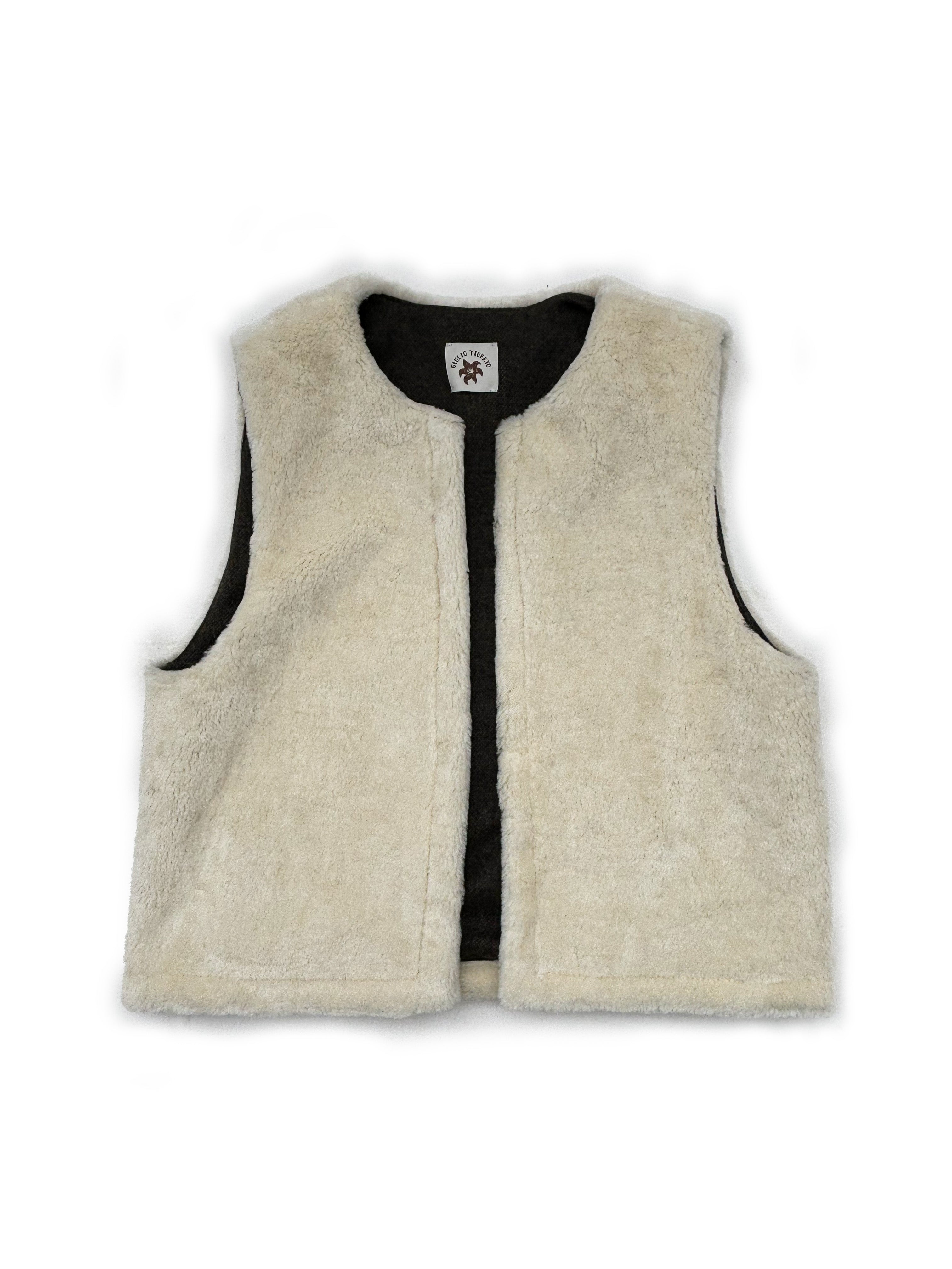 Fuffy Double-face Vest in Brown Wool and Shearling