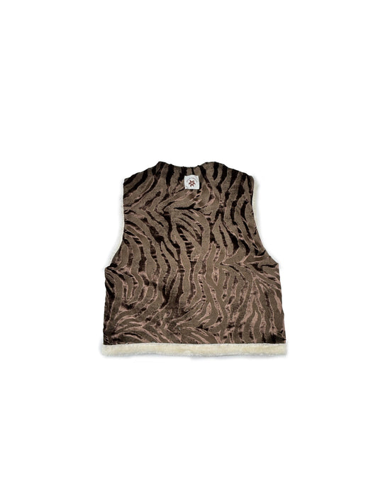 Fuffy Double-face Vest in Tiger Velvet Jacquard and Shearling