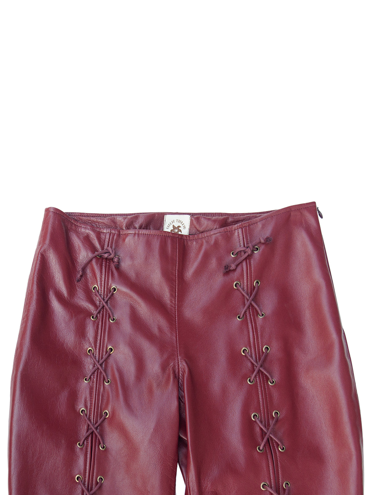 AUSTIN TROUSERS IN CHERRY LEATHER