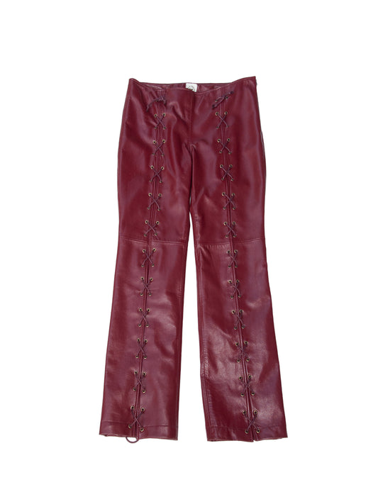 AUSTIN TROUSERS IN CHERRY LEATHER