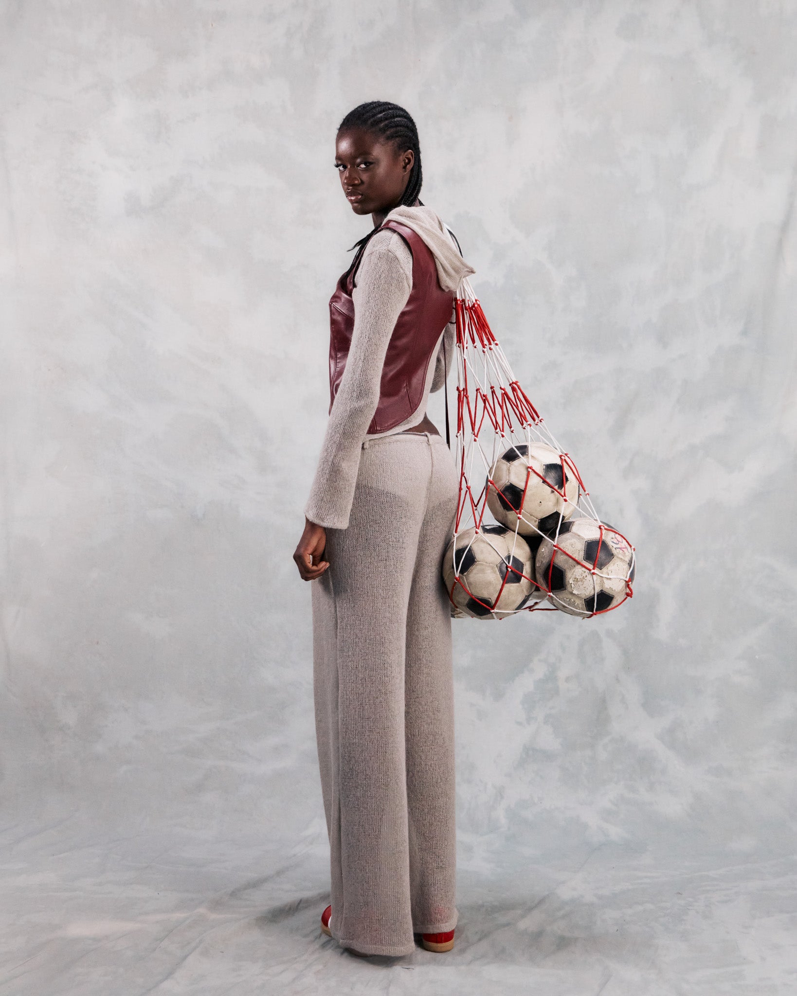 WUDANG PANTS IN GREY MOHAIR MESH