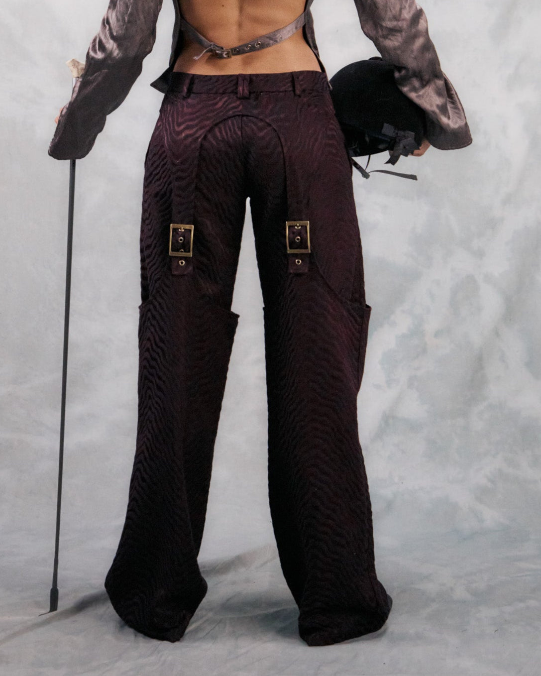 MALAKU TROUSERS IN BORDEAUX JACQUARD