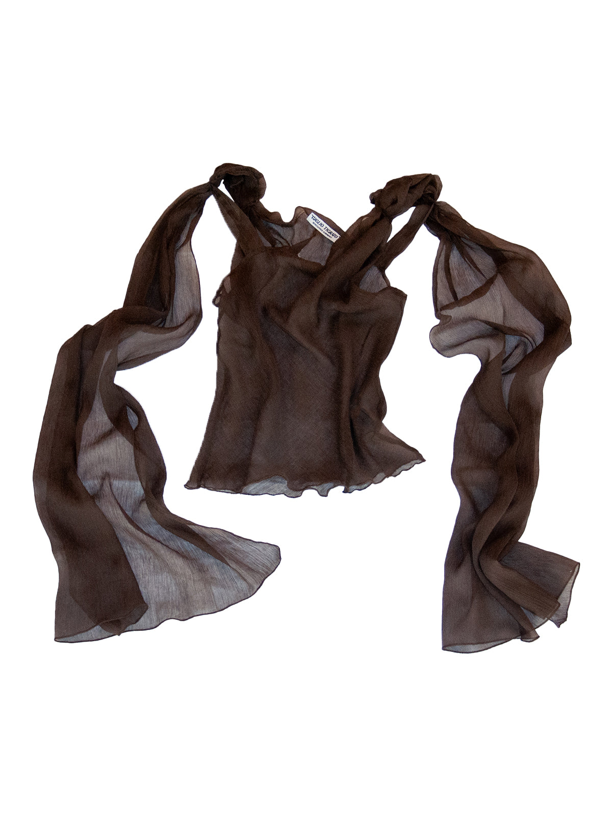 FILICUDI TOP IN BROWN CRINKLE CHIFFON