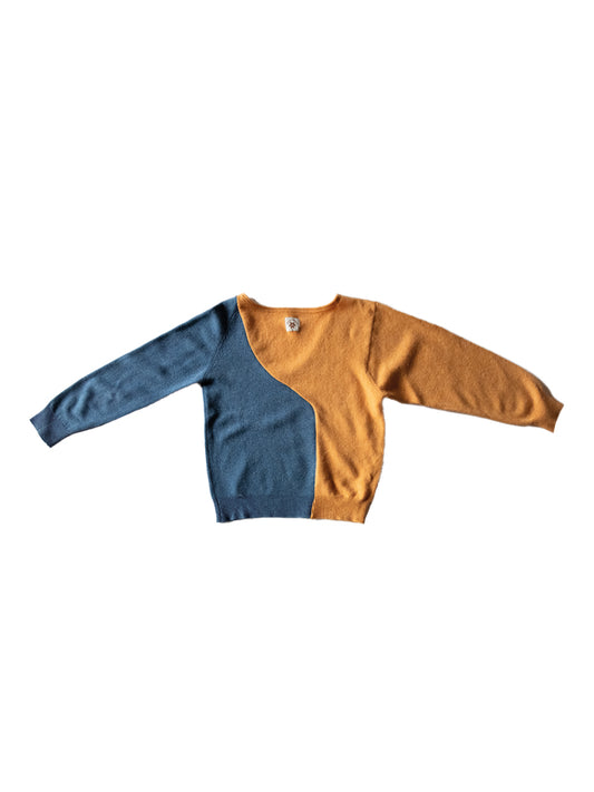 Upcycled Orange and Blue Pullover