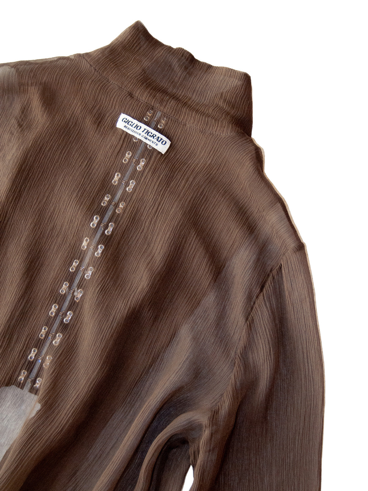 FAROE TOP IN BROWN CRINKLE CHIFFON