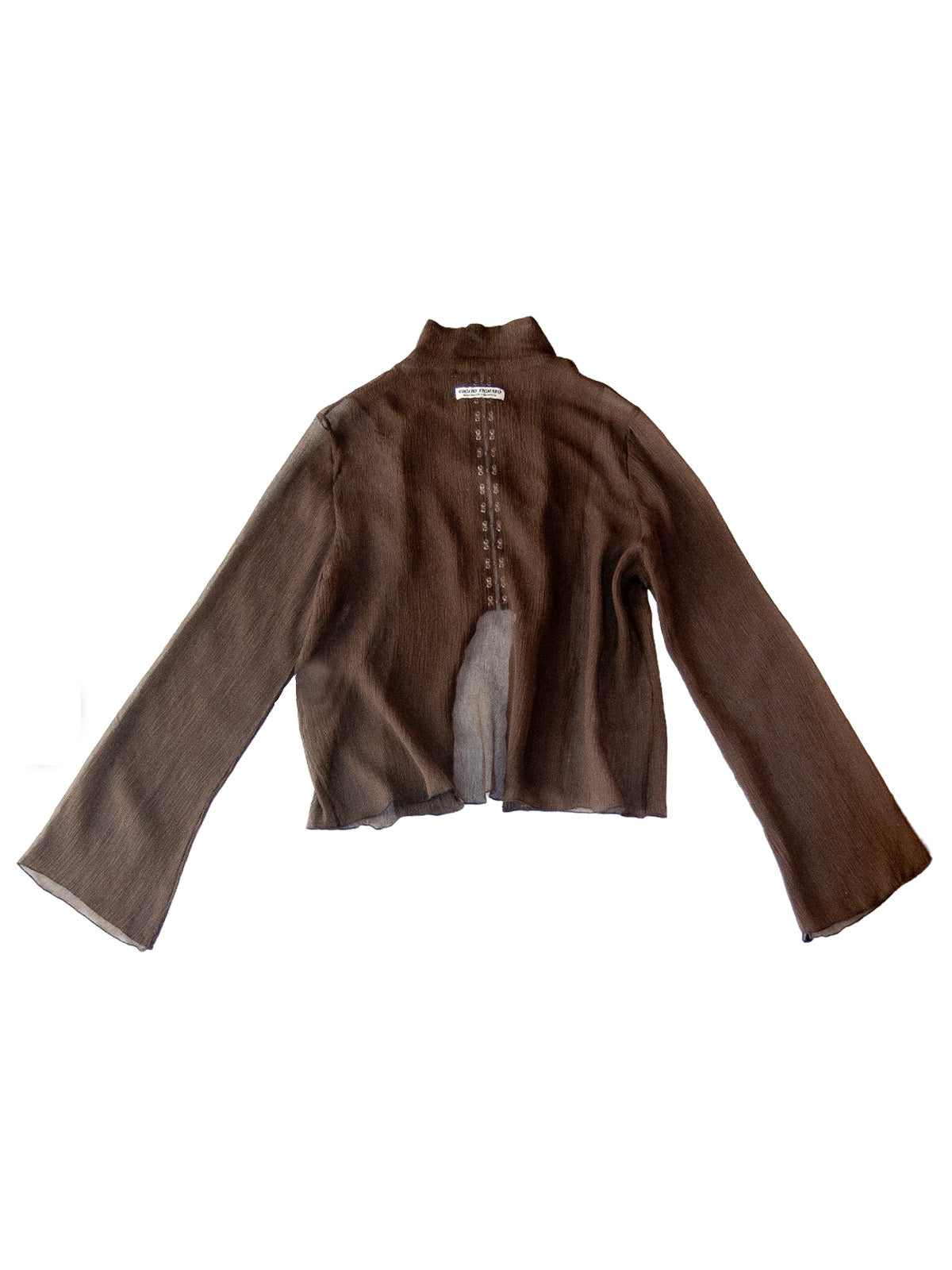 FAROE TOP IN BROWN CRINKLE CHIFFON