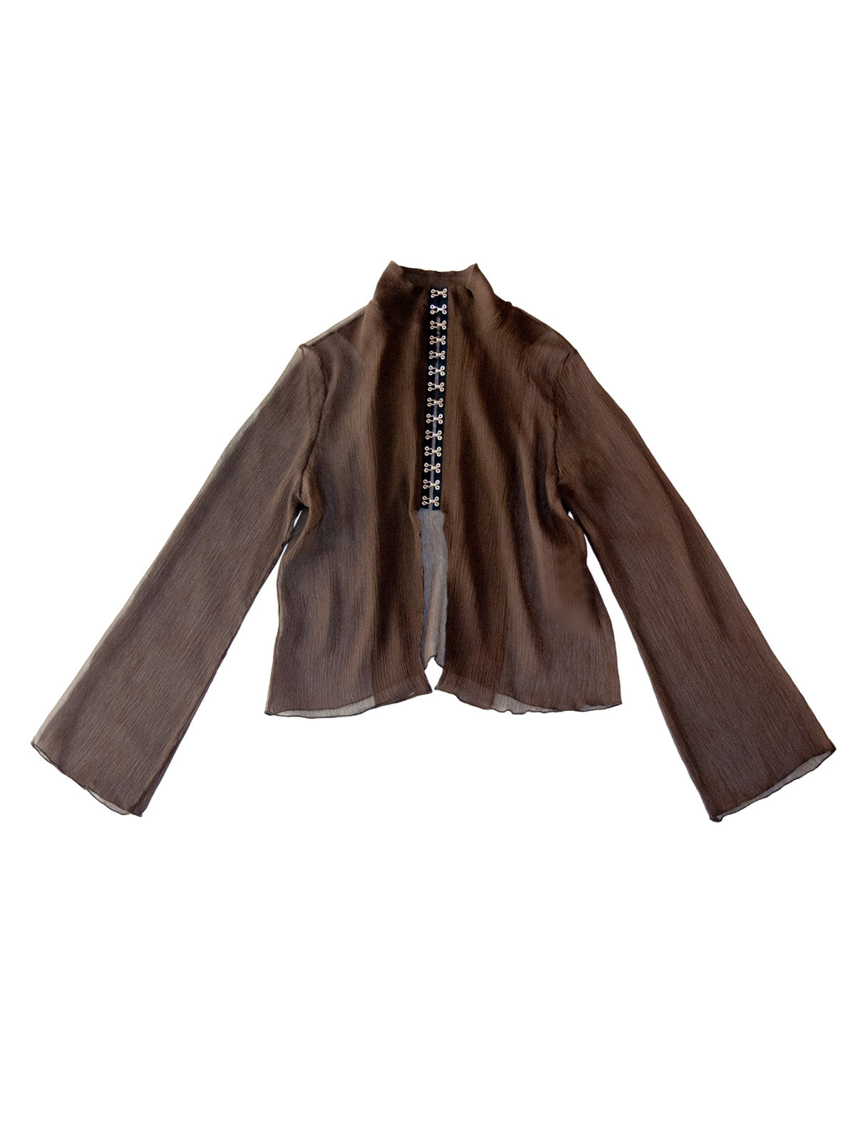 FAROE TOP IN BROWN CRINKLE CHIFFON