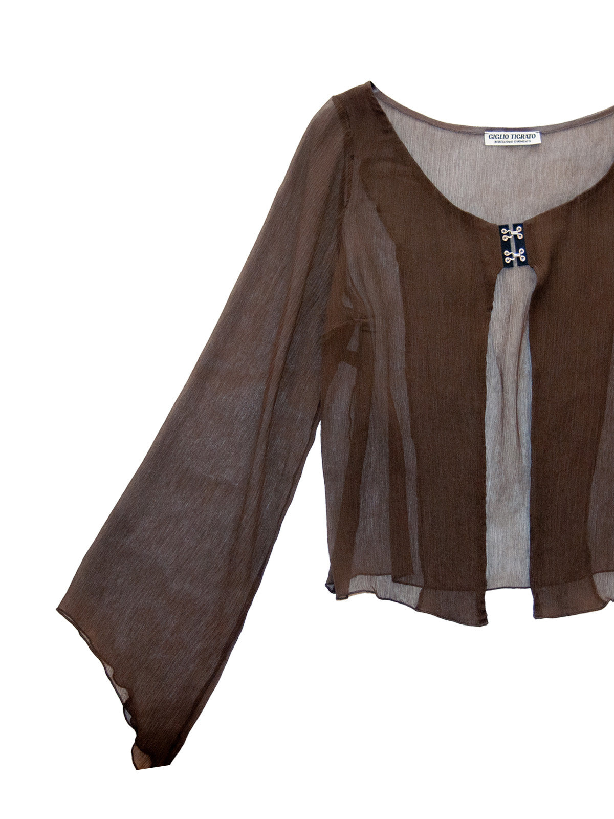 LINOSA TOP IN BROWN CRINKLE CHIFFON