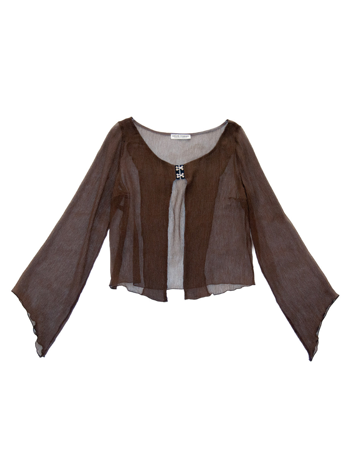 LINOSA TOP IN BROWN CRINKLE CHIFFON