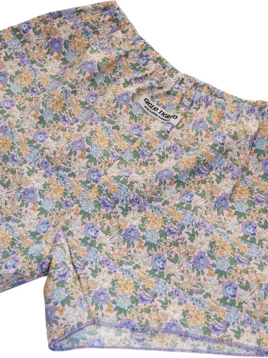 SAMOA BOXY SHORTS IN PURPLE BLOOMY COTTON