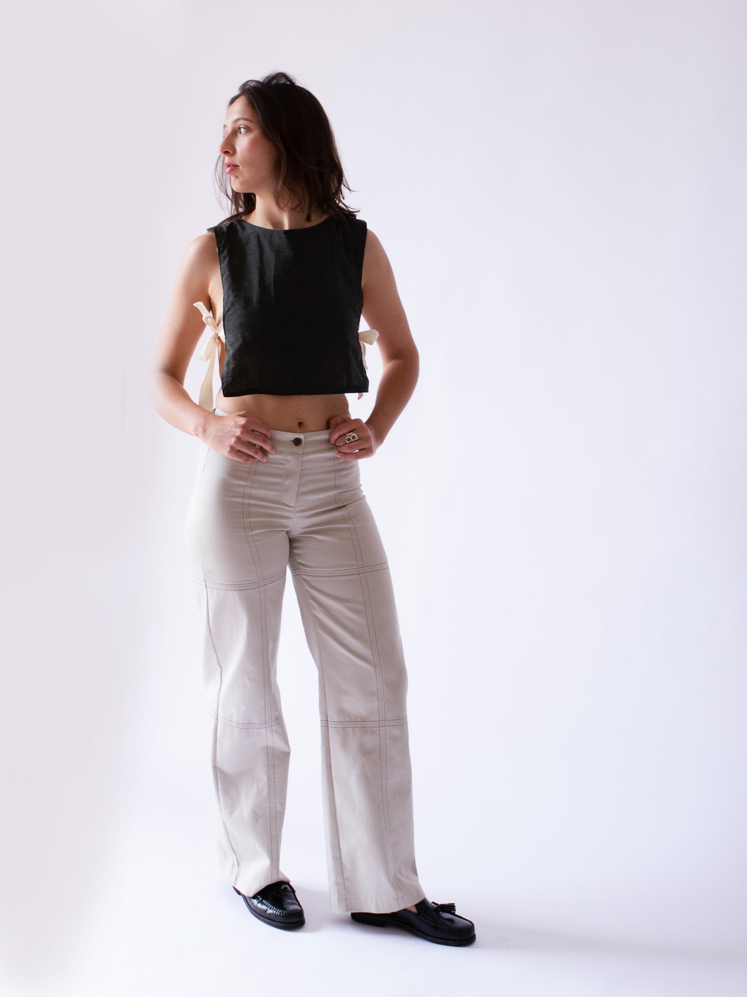 Bamboo Trousers, front view, straight pants, unique, regular fit