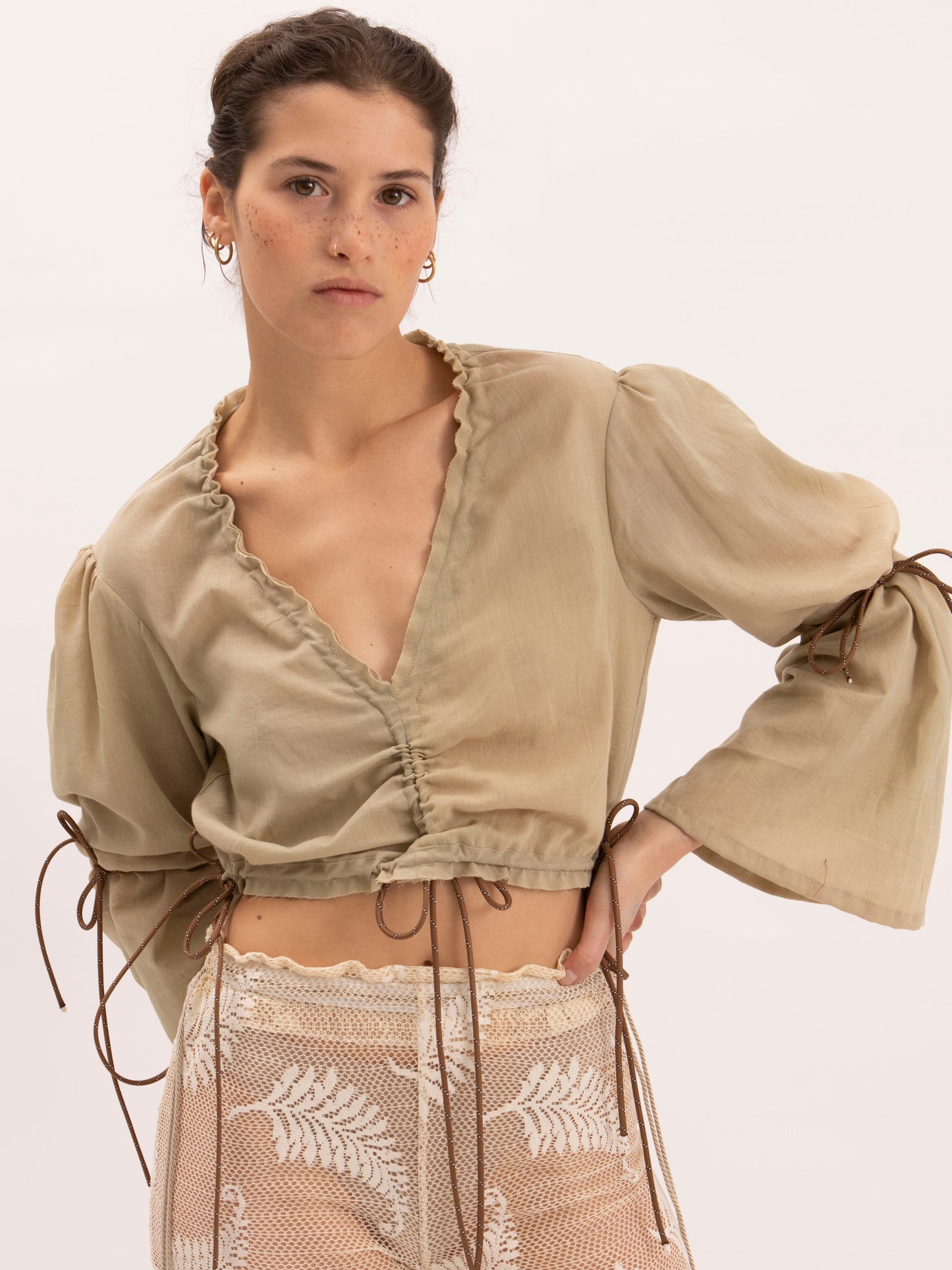 Liana Top in Kaki Cotton Gauze
