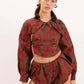 Ginkgo Sleeves in Red Jacquard