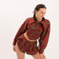 Ginkgo Sleeves in Red Jacquard