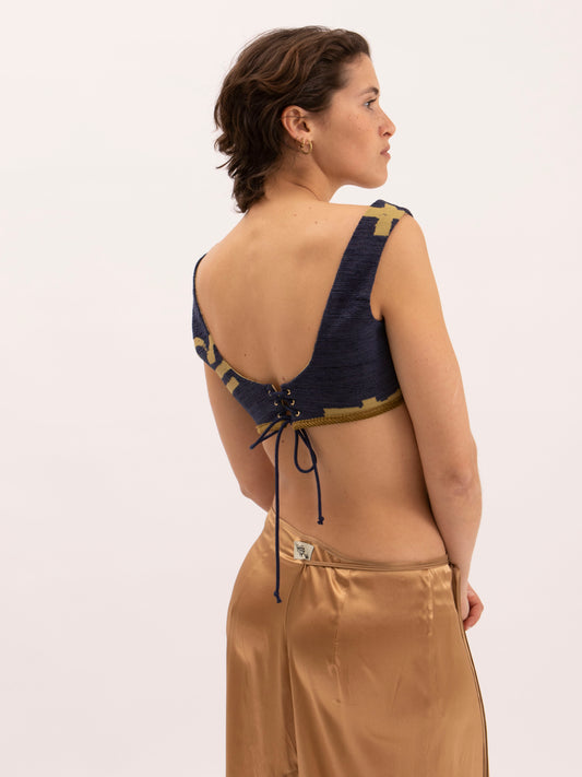 Noha Bralette in Blue Jacquard