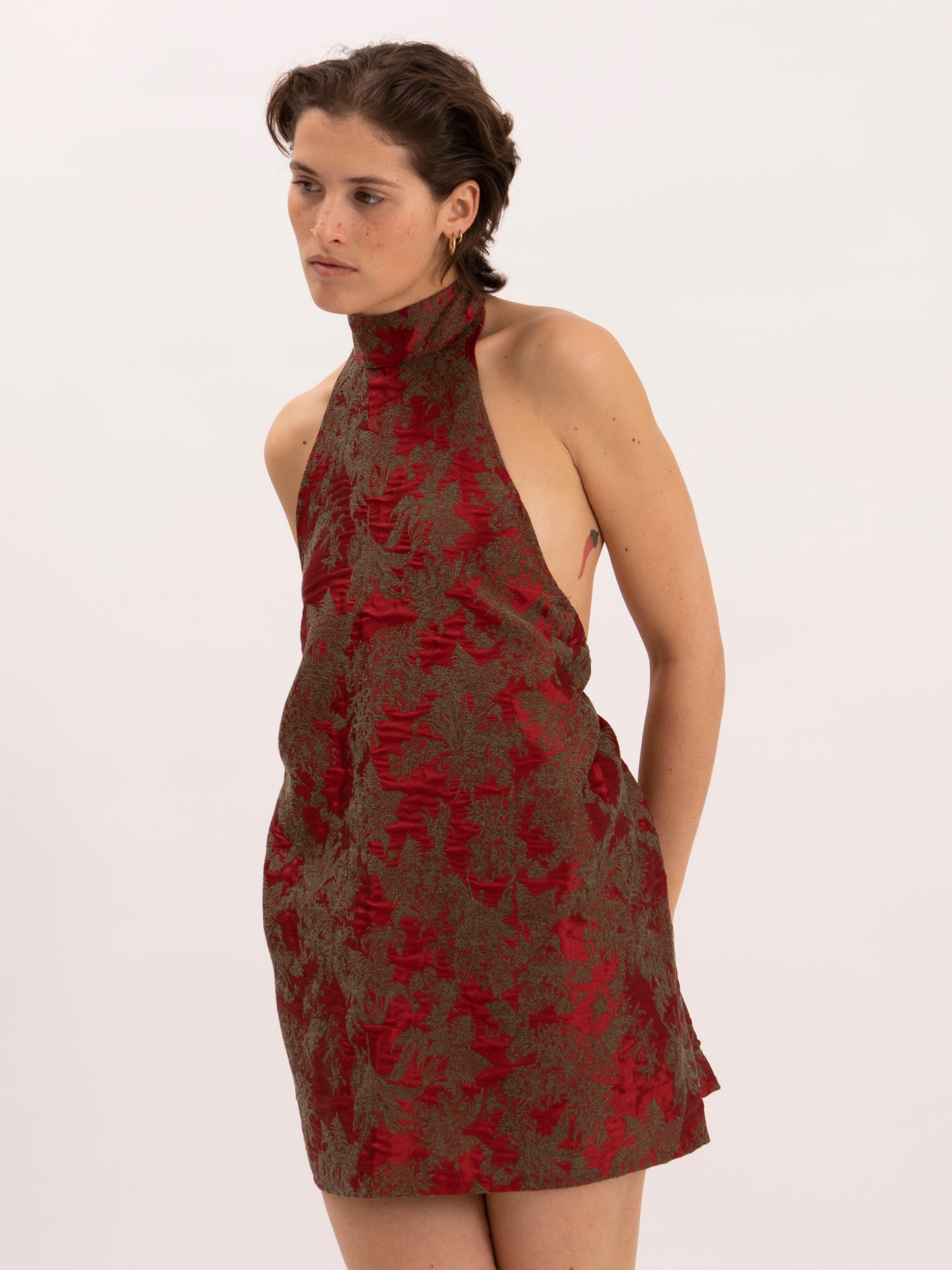 Miso Dress in Red Jacquard