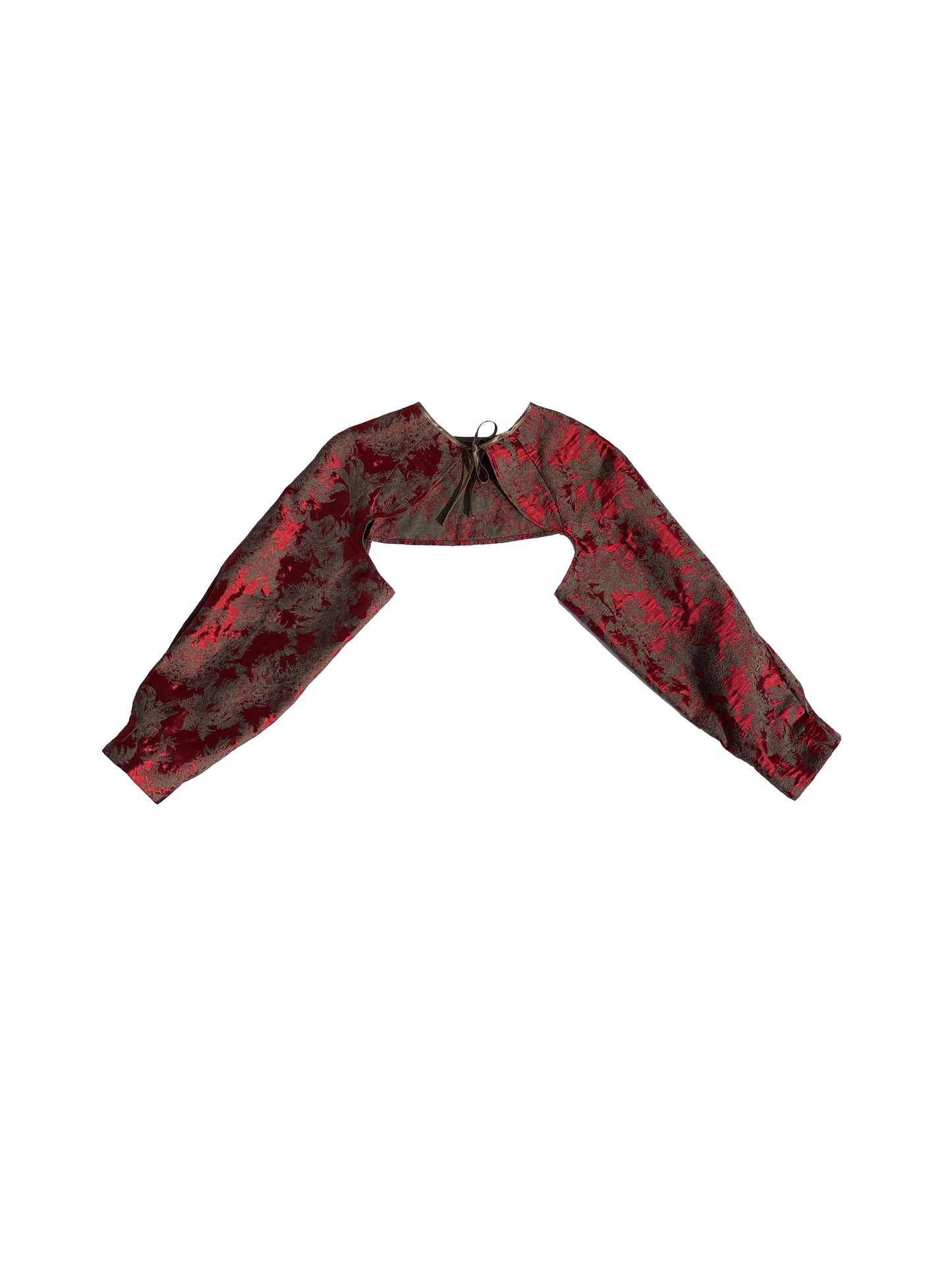 Ginkgo Sleeves in Red Jacquard